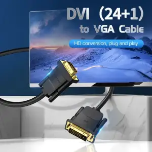 Кабель DVI M (24+1) - VGA M, 1.5 м, чорний Vention (EABBG) UA