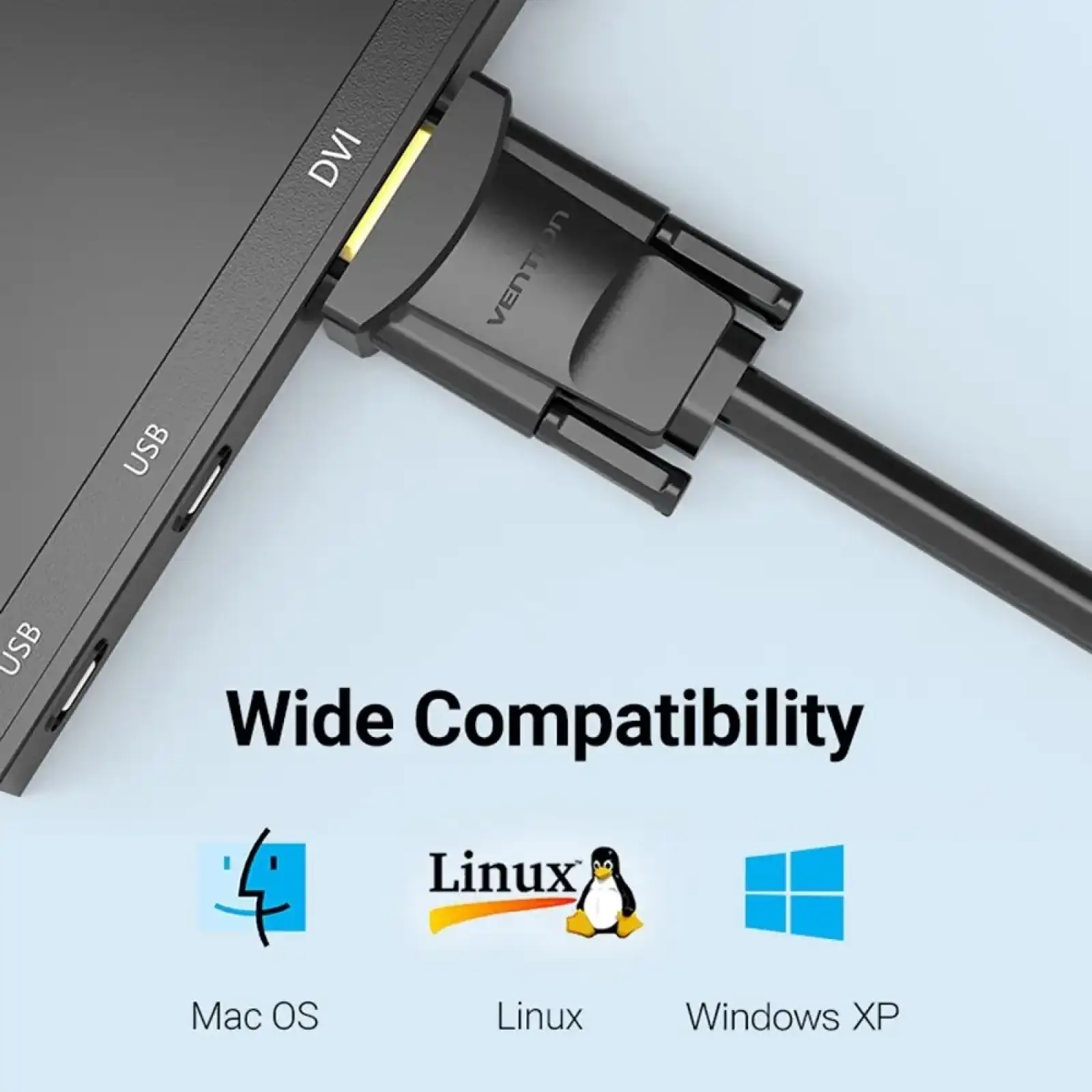 Кабель DVI M (24+1) - VGA M, 1.5 м, чорний Vention (EABBG) UA