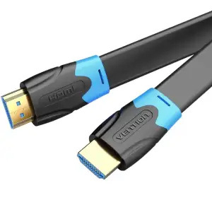 Кабель HDMI M - M, 10.0м, V2.0, 4K 60Гц, PVC Flat Design, Black, Vention (AAKBL) UA