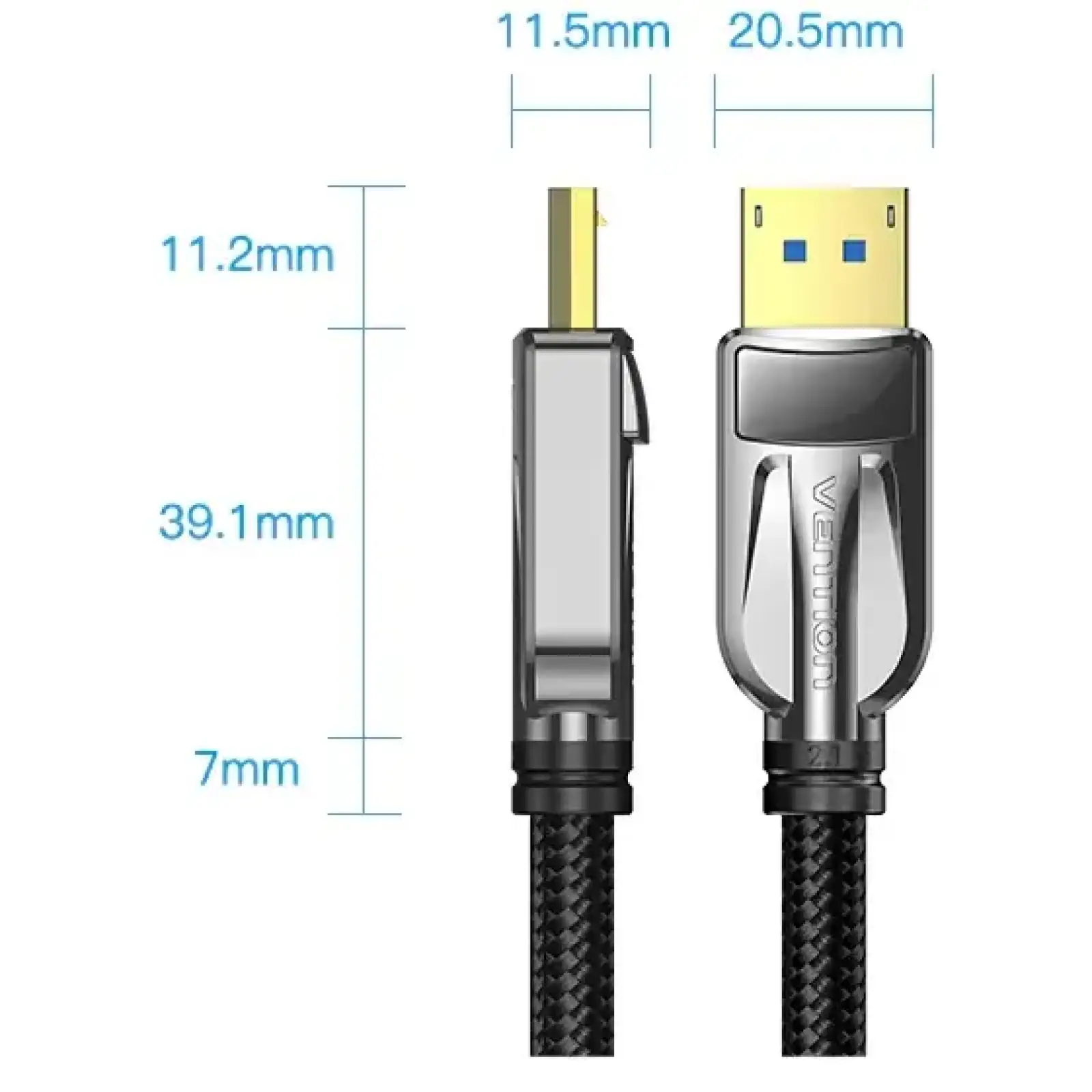 Кабель DisplayPort M - M 1.5м,V2.1, 16K 30 Гц, обплетення, чорний Vention (HGABG) UA
