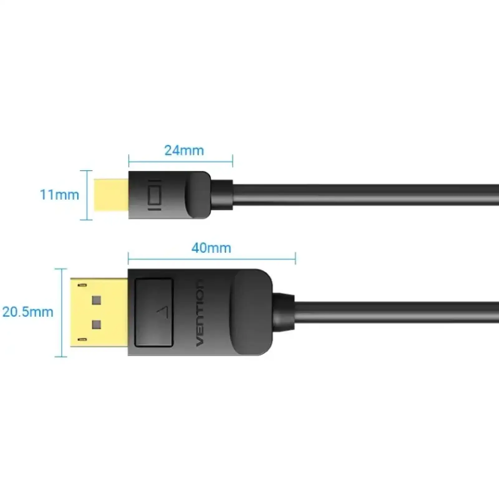 Кабель Mini DisplayPort - DisplayPort M/M 2.0м, 4K 60Hz двонаправлений, чорний, Vention (HAABH) UA