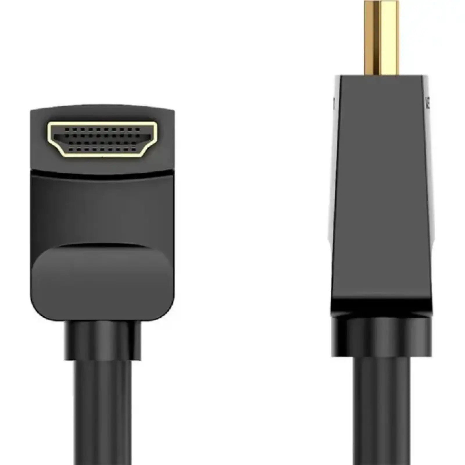Кабель HDMI M - M, 1.5м, V2.0, 4K 60Гц, кут 90°, PVC, чорний Vention (AARBG) UA