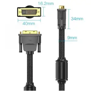 Кабель DVI-D 24M - 24M, 8.0 м, 2K 60Hz обплетення, з феритами Vention (EAEBK) UA
