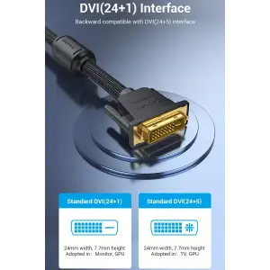 Кабель DVI-D 24M - 24M, 8.0 м, 2K 60Hz обплетення, з феритами Vention (EAEBK) UA