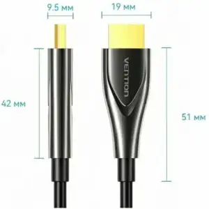 Кабель HDMI M - M, 40.0 м, V2.0, Optical 4K 60Гц Black Zinc Alloy Vention (ALSBV) UA