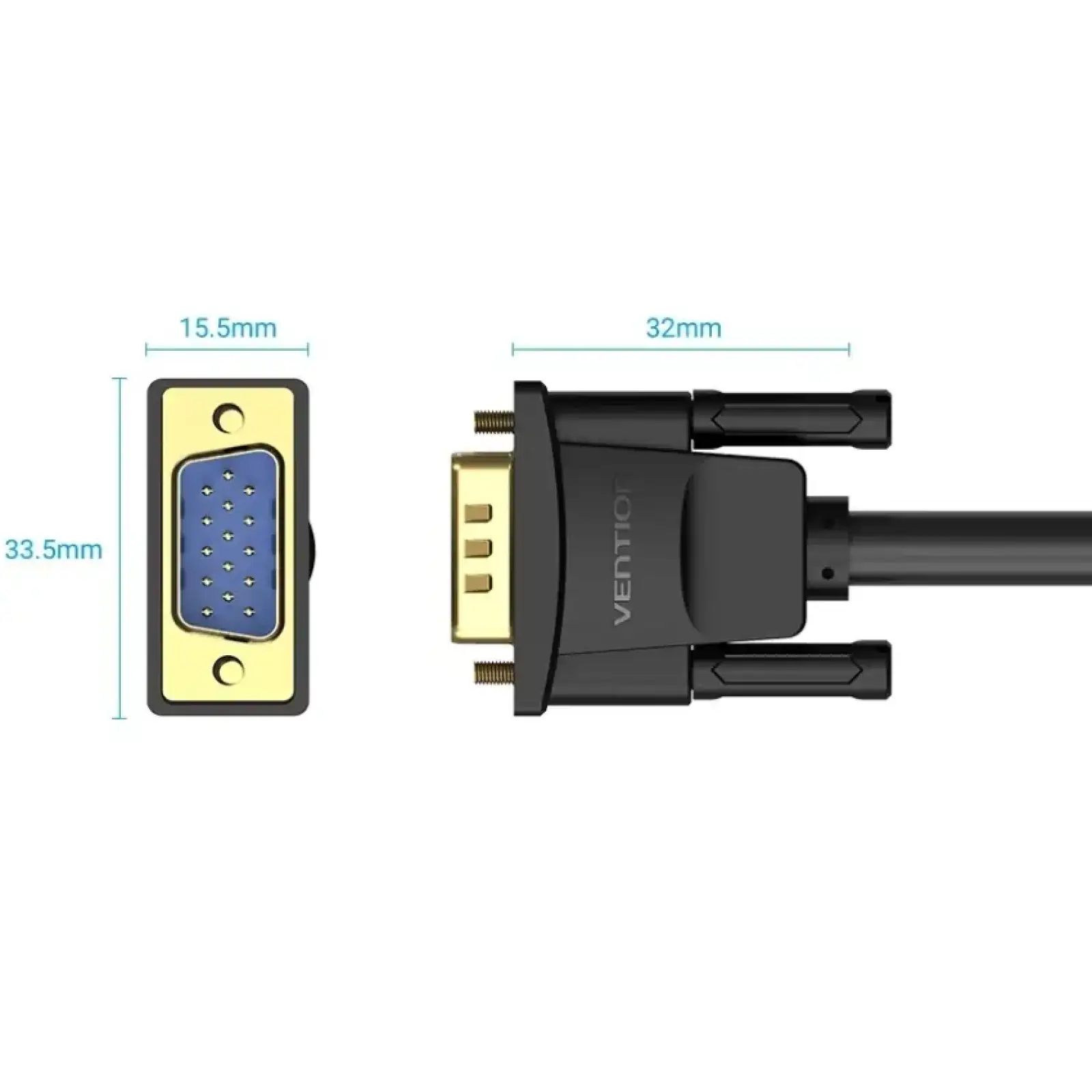 Кабель VGA 15M-15M, 1.0 м, з ферритами, чорний Vention (DAEBF) UA