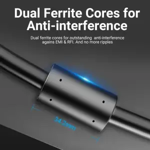 Кабель VGA 15M-15M, 1.0 м, з ферритами, чорний Vention (DAEBF) UA