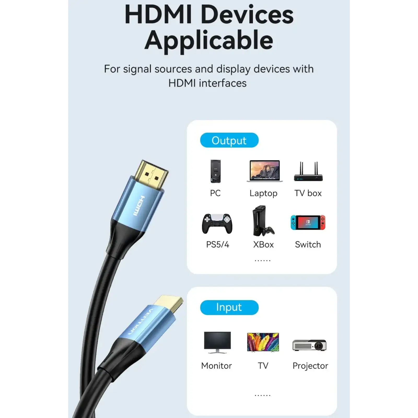 Кабель HDMI M - M, 2.0 м, V2.0, 4K 60Гц, Aluminum Alloy Blue Vention (ALHSH) UA