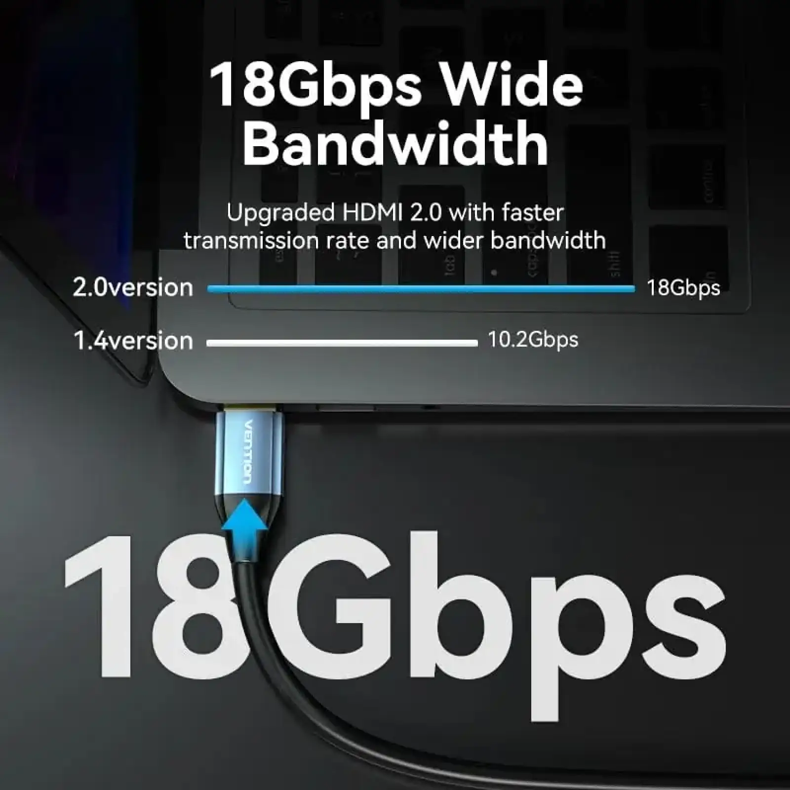 Кабель HDMI M - M, 12.0 м, V1.4, 4K 60Гц,PVC, Aluminum alloy Type синій Vention (ALHSM) UA