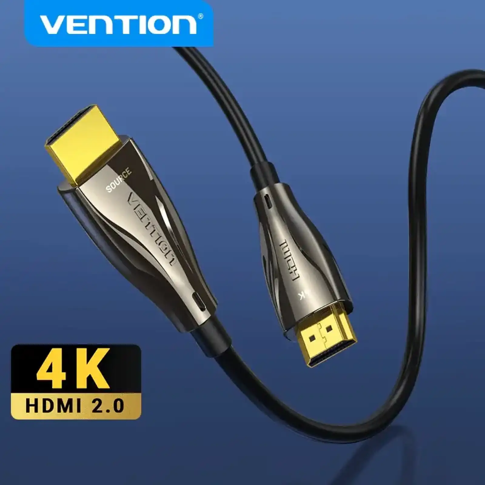 Кабель HDMI M - M, 60.0 м, V2.0, Optical 4K 60Гц zinc alloy black Vention (ALABAE) UA