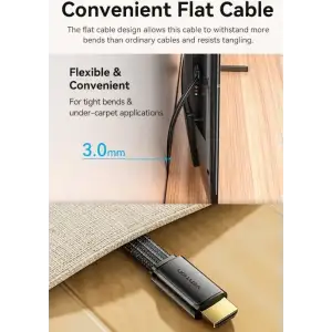 Кабель HDMI M - M, 2.0 м, V2.1, 8K 60Гц, плаский з обплетенням, Vention (ALKBH) UA