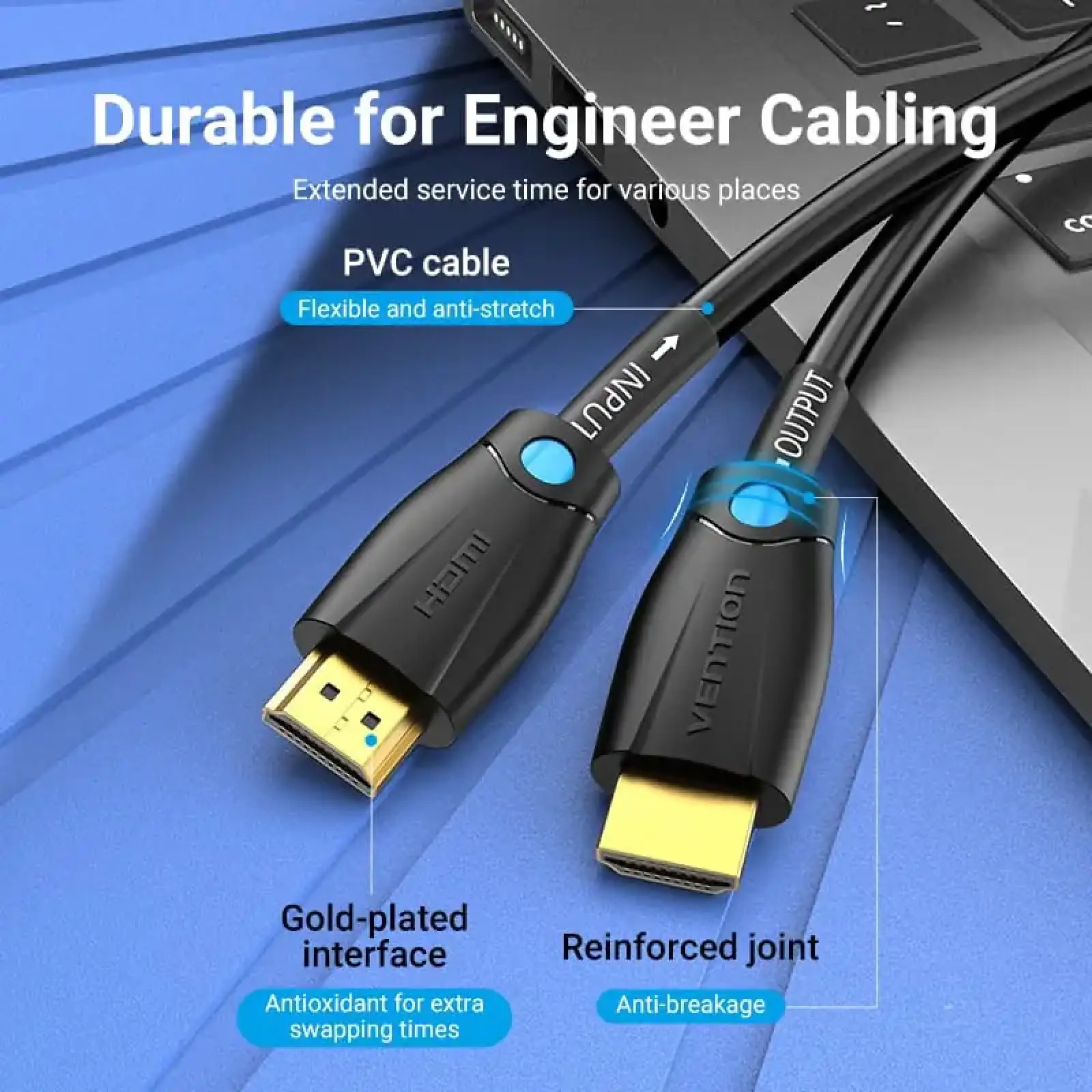 Кабель HDMI M - M, 2.0 м, V1.4, Engineering 4K 30Гц PVC Black Vention (AAMBH) UA
