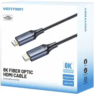 Кабель HDMI M - M, 40.0м, V2.1, Optical 8K 60Гц 48Gbps Aluminum Alloy, сірий Vention (ALTHV) UA