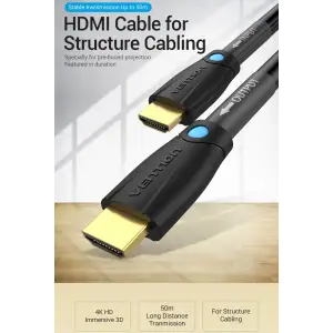 Кабель HDMI M - M, 10.0 м, V2.0, Engineering 4K 60Гц 18Gbps HD 7.1 PVC Black Vention (AAMBL) UA