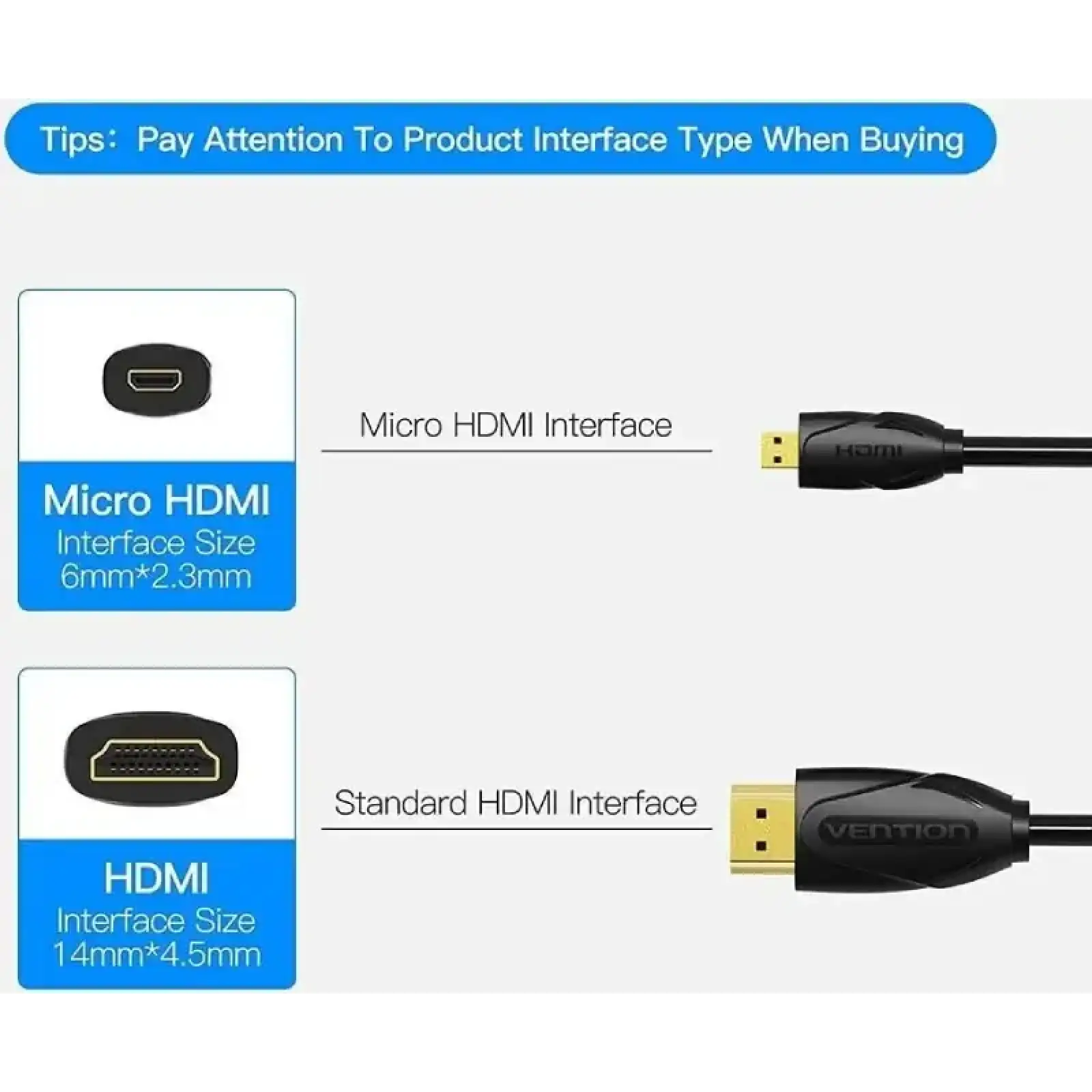 Кабель HDMI M - Micro M, 1.0 м, V2.0 4K 60Гц 18Gbps HDR Dolby, PVC Vention (VAA-D03-B100) UA