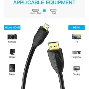 Кабель HDMI M - Micro M, 1.0 м, V2.0 4K 60Гц 18Gbps HDR Dolby, PVC Vention (VAA-D03-B100) UA