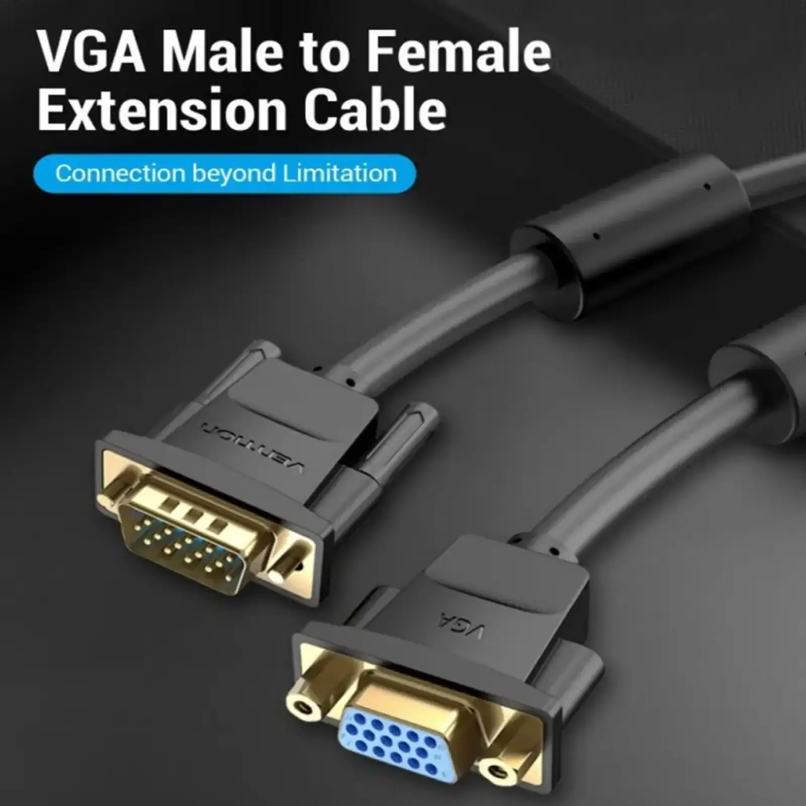 Кабель VGA 15M-15M F, 5.0 м, чорний Vention (DAGBJ) UA