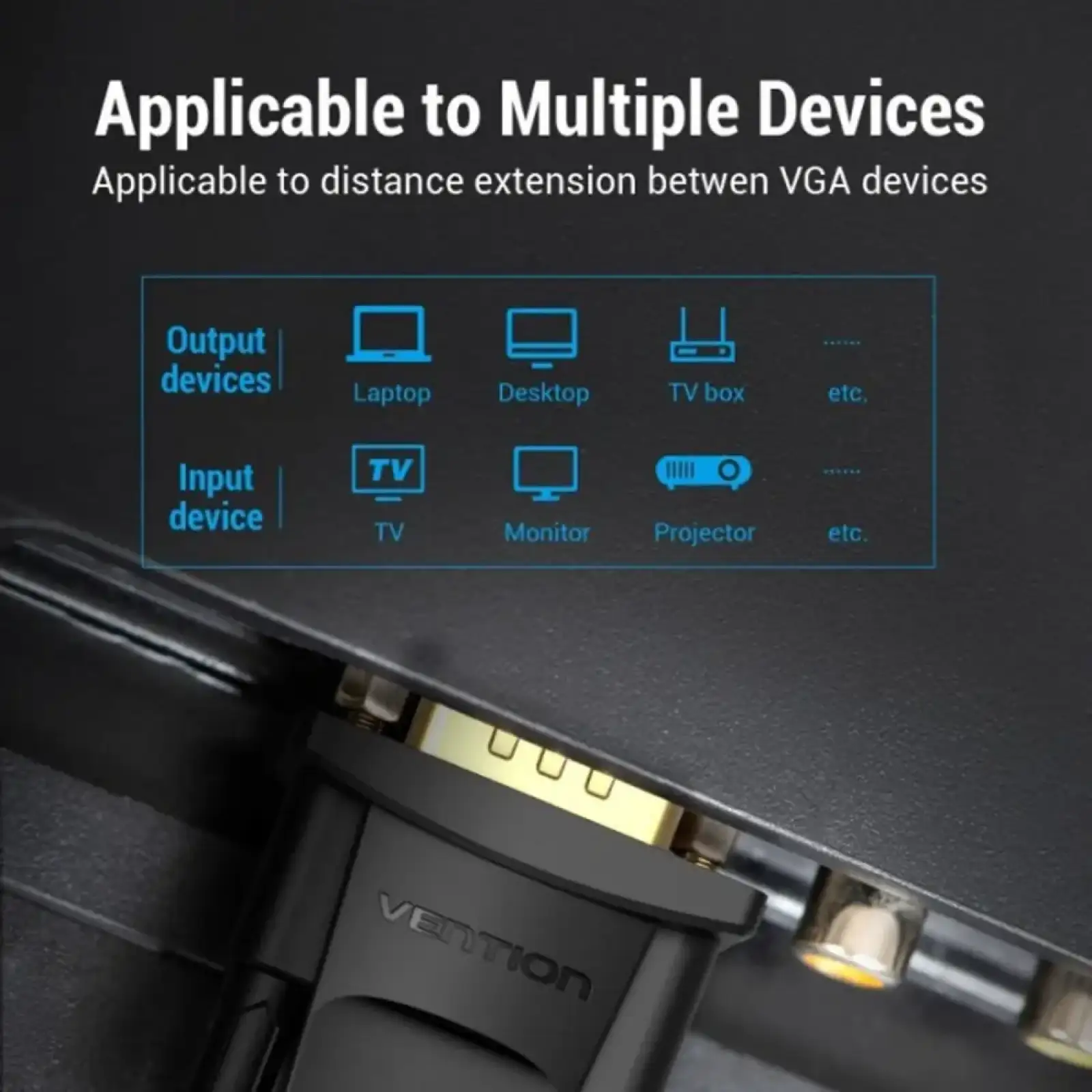 Кабель VGA 15M-15M F, 5.0 м, чорний Vention (DAGBJ) UA