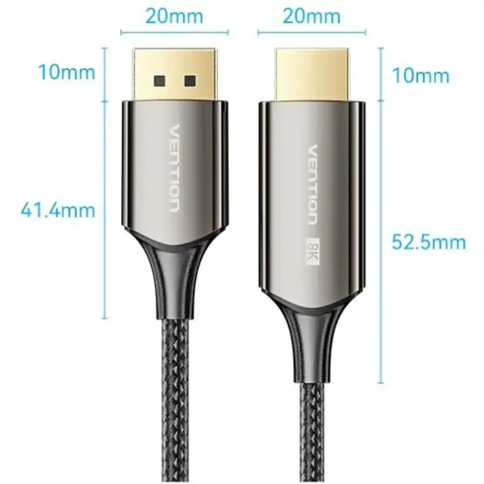 Кабель DisplayPort M - HDMI M V1.4, 1.8м, 8K 60hz,Dynamic HDR, нейлонове обплетення, чорний, Vention (HFPBAC) UA