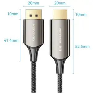 Кабель DisplayPort M - HDMI M V1.4, 1.8м, 8K 60hz,Dynamic HDR, нейлонове обплетення, чорний, Vention (HFPBAC) UA