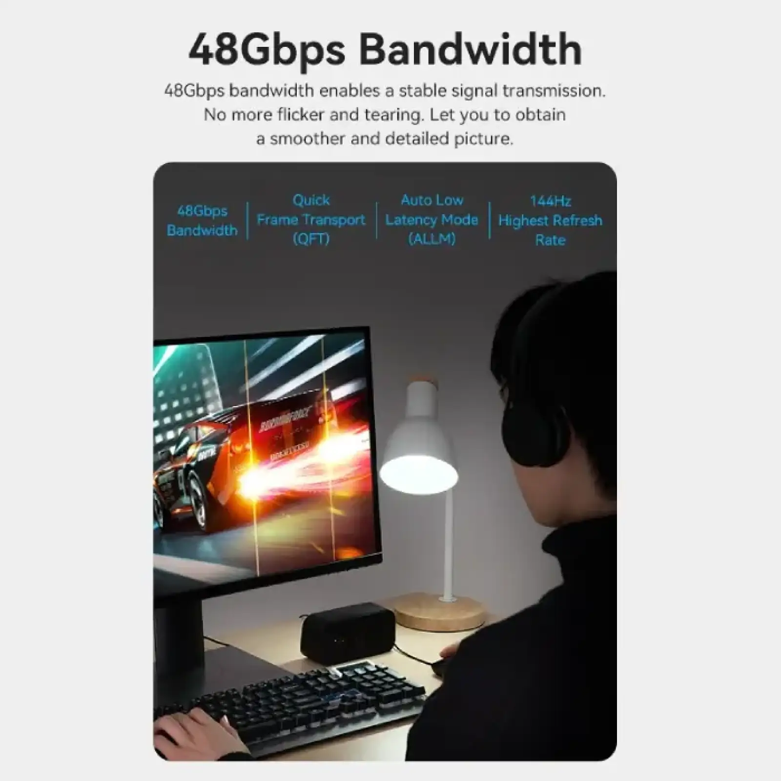 Кабель HDMI M - M, 60.0 м, V2.1, Optical 8K 60Гц 48Gbps Dolby 7.1 TPE Black Zinc Alloy Type Vention (ALBBAE) UA