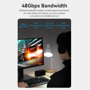 Кабель HDMI M - M, 60.0 м, V2.1, Optical 8K 60Гц 48Gbps Dolby 7.1 TPE Black Zinc Alloy Type Vention (ALBBAE) UA