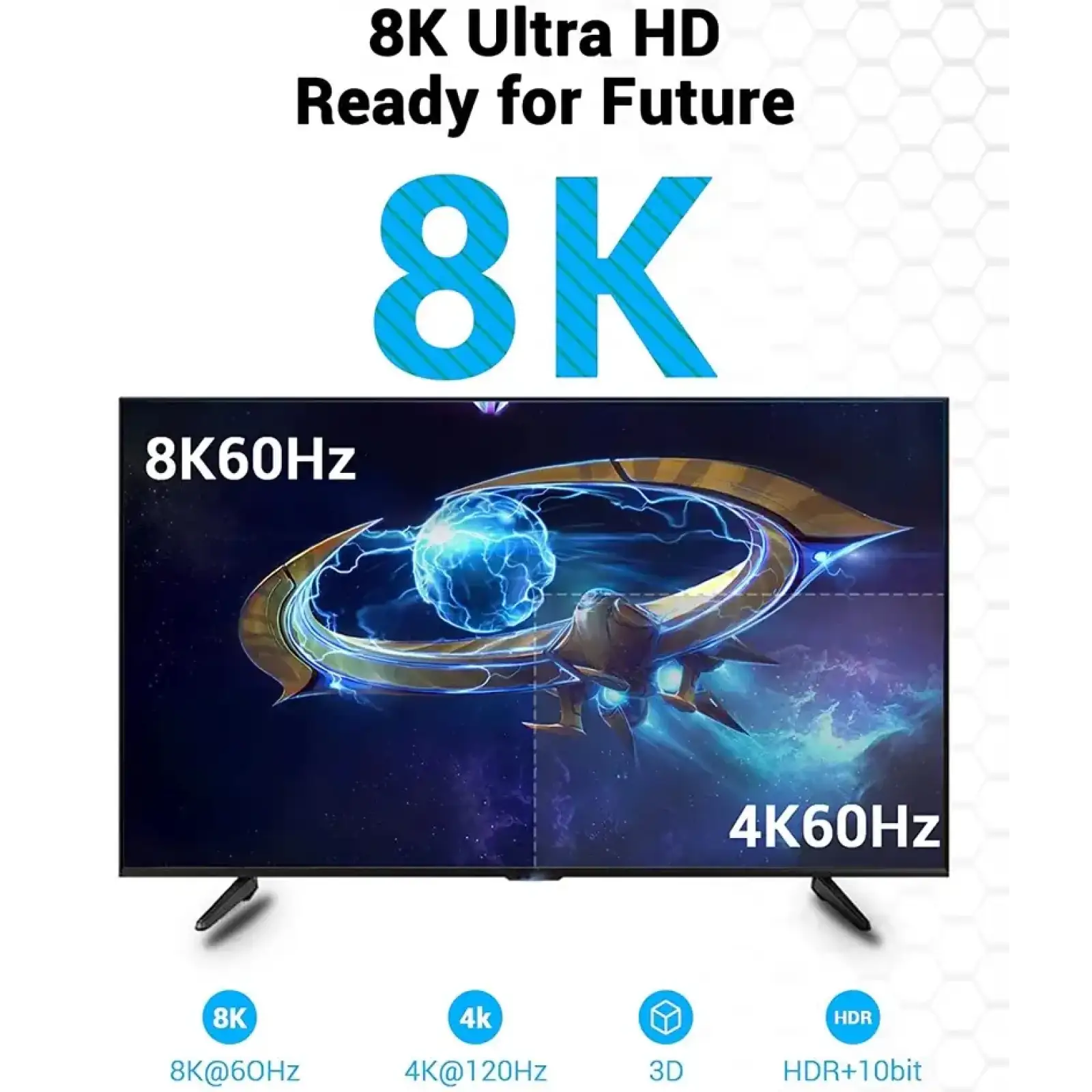 Кабель HDMI M - M, 1.0 м, V2.1, Engineering 8K 60Гц 48Gbps PVC Black Vention (AANBF) UA
