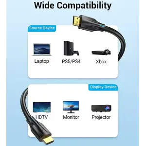 Кабель HDMI M - M, 1.0 м, V2.1, Engineering 8K 60Гц 48Gbps PVC Black Vention (AANBF) UA