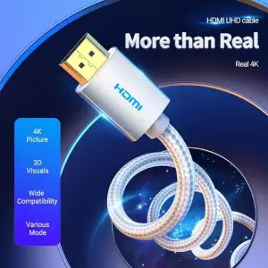 Кабель HDMI M - M, 8.0м, V2.0, 4K 60Гц, обплетення, Silver Metal Type Vention (AABIK) UA