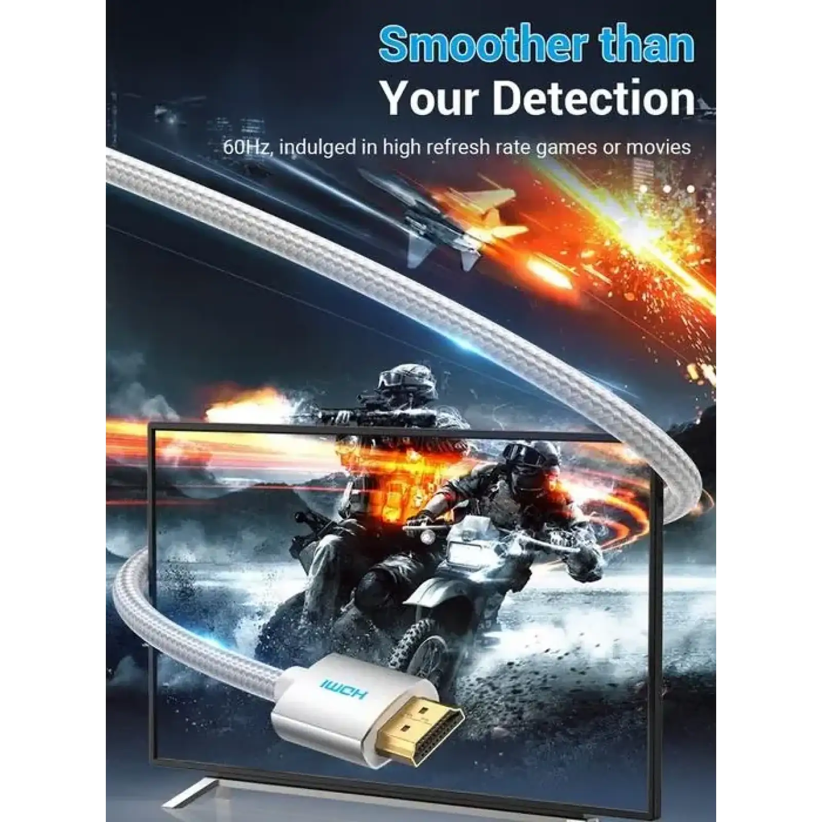 Кабель HDMI M - M, 8.0м, V2.0, 4K 60Гц, обплетення, Silver Metal Type Vention (AABIK) UA