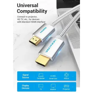 Кабель HDMI M - M, 8.0м, V2.0, 4K 60Гц, обплетення, Silver Metal Type Vention (AABIK) UA