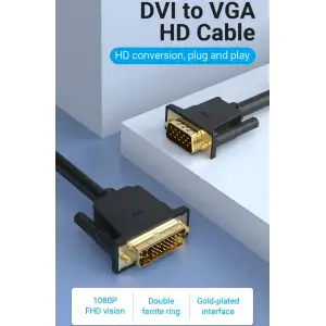 Кабель DVI (24+5) M - VGA M, 3м чорний Vention (EACBI) UA
