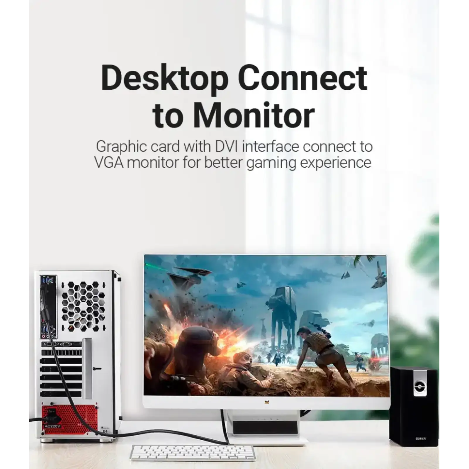 Кабель DVI (24+5) M - VGA M, 3м чорний Vention (EACBI) UA