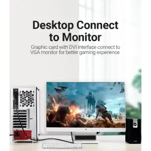 Кабель DVI (24+5) M - VGA M, 3м чорний Vention (EACBI) UA