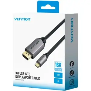 Кабель USB 3.1 Type-C M - DisplayPort M, 1.5м v.2.1 16K30Hz Aluminum Alloy сірий Vention (CGWHG) UA