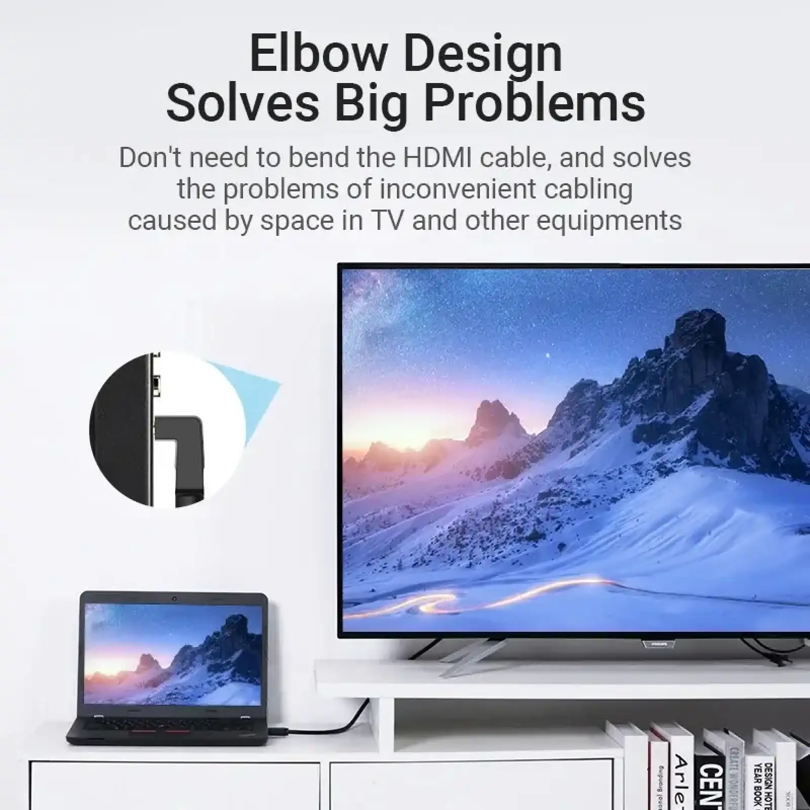 Кабель HDMI M - M, 3.0 м, V2.0, 4K 60Гц, кут 270°, PVC, чорний Vention (AAQBI) UA
