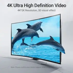 Кабель HDMI M - M, 3.0 м, V2.0, 4K 60Гц, кут 270°, PVC, чорний Vention (AAQBI) UA
