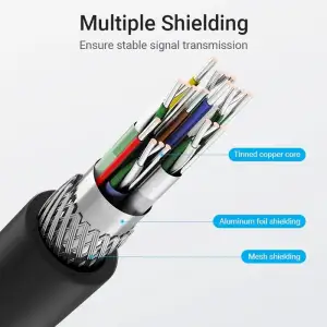 Кабель HDMI M - M, 3.0 м, V2.0, 4K 60Гц, кут 270°, PVC, чорний Vention (AAQBI) UA