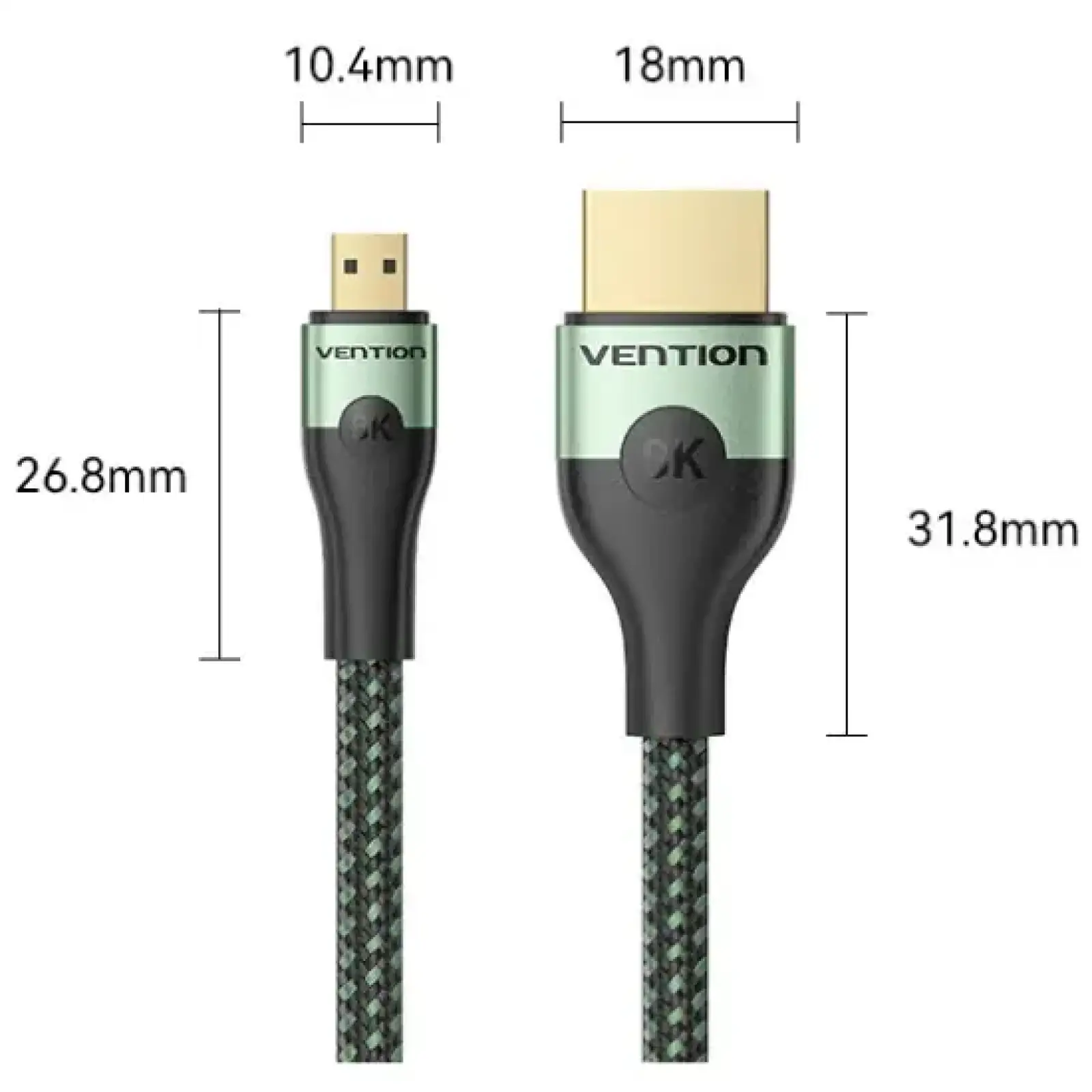 Кабель HDMI M - Micro HDMI M, 2.1 м, V2.0 8K 60Гц Aluminum Alloy Type Green Vention (AGKGH) UA