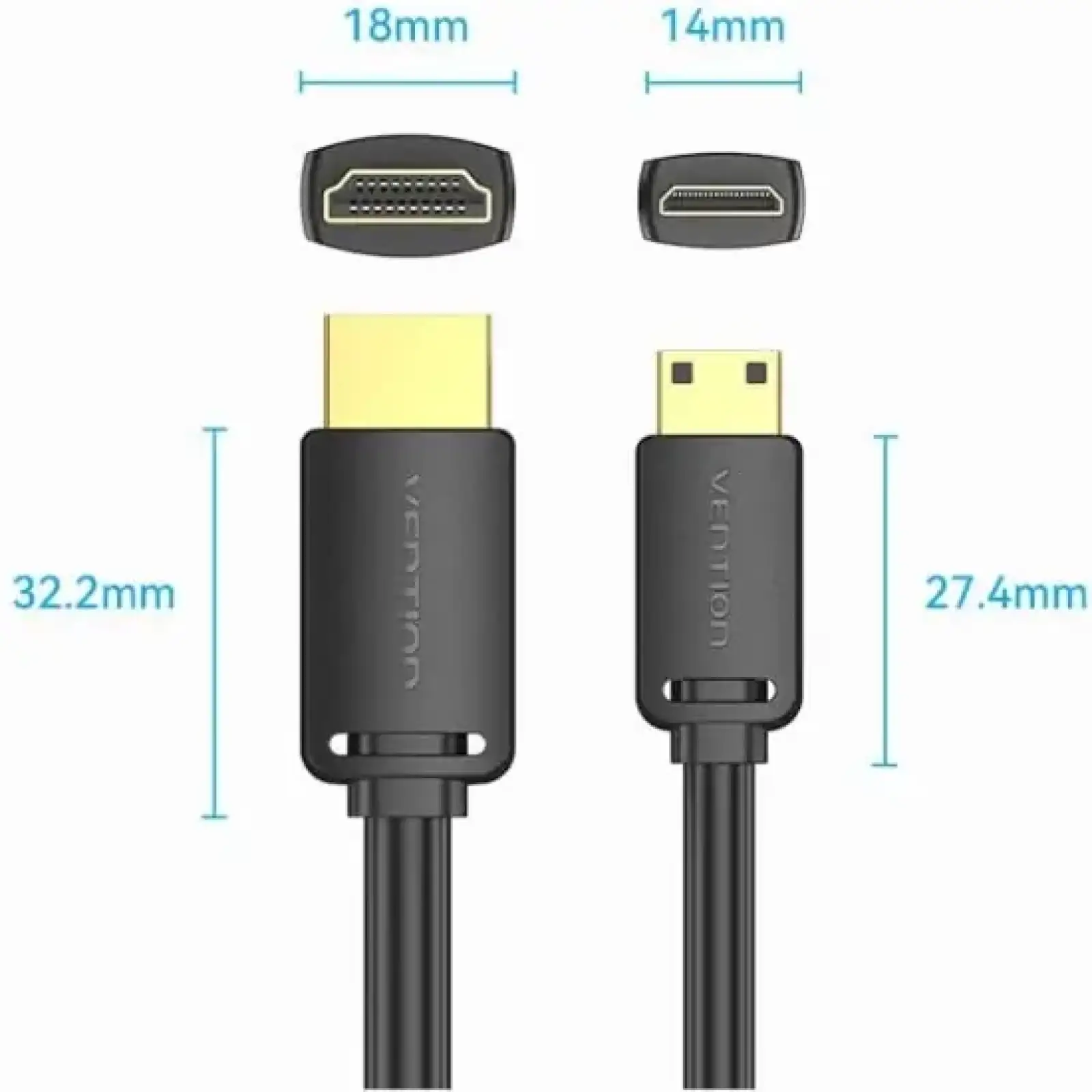 Кабель HDMI M - Mini M, 2.0 м, V2.0 4K 60Гц 18Gbps HDR Dolby Vention (AGHBH) UA