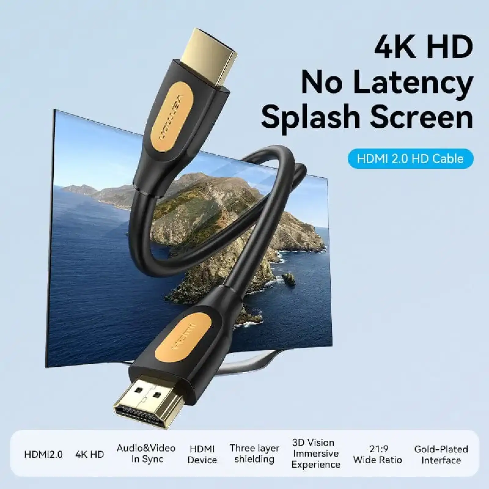 Кабель HDMI M - M, 1.5 м, V2.0, 4K 60Гц, PVC type, чорний, Vention (ALIBG) UA