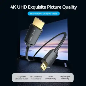 Кабель HDMI M - Micro HDMI M, 2.0 м, V2.0 4K 60Гц 18Gbps чорний Vention (AGIBH) UA