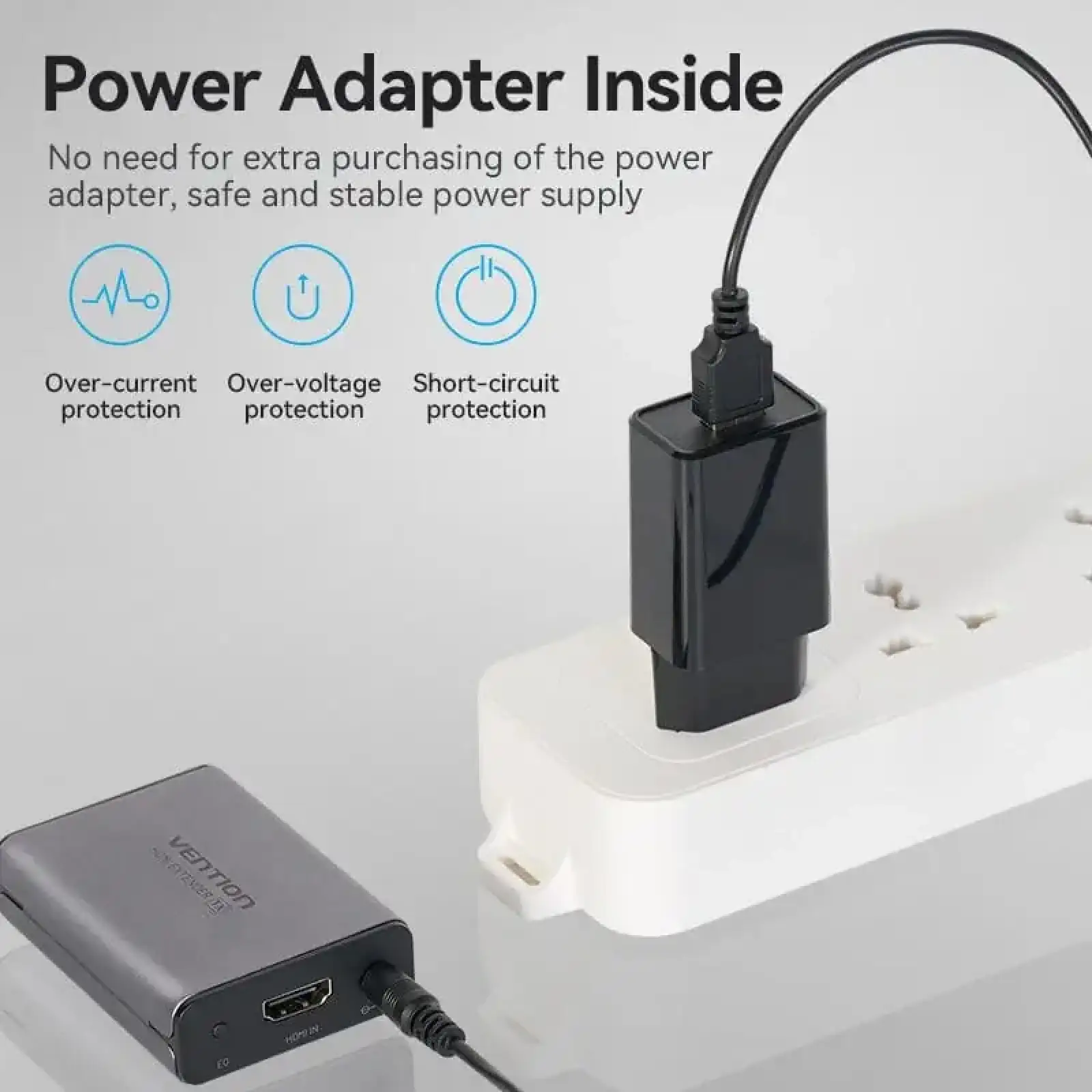 Подовжувач HDMI по кабелю UTP до 60м з БЖ, (RX/TX) V1.4 1080p 60Hz 3D DD7.1 Vention (AKGH0-EU) UA