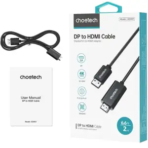 Кабель DisplayPort M - HDMI M 2.0 м, 4K 60hz (4090×2160) Choetech (XDH01-BK) UA