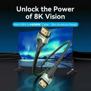 Кабель HDMI M - Mini M 2.0 м, V2.1 8K 60Гц Aluminum Alloy Type, Green Vention (AGJGH) UA
