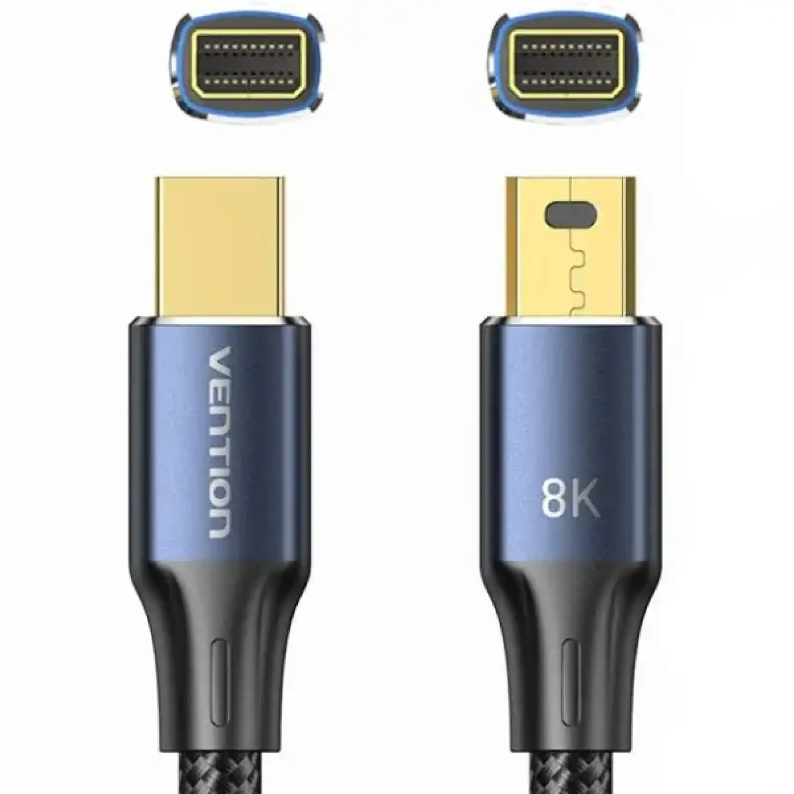Кабель DisplayPort mini M - mini M 2.0м, V1.4, 8K 60Гц 32.4Gbps Blue Aluminum Alloy, Vention (HCGLH) UA
