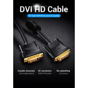 Кабель DVI-D 24M - 24M, 1.5 м, 2K 60Hz Dual Linik Vention (EAABG) UA