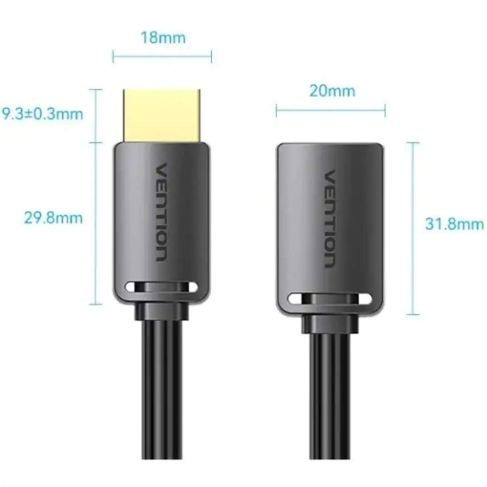 Кабель продовжувач HDMI M - F V2.0, 0.5м 4K 60Гц PVC, Vention (AHCBD) UA