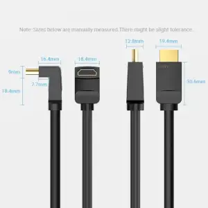 Кабель HDMI M - M, 1.0м, V2.0, 4K 60Гц, кут 270°, PVC, чорний Vention (AAQBF) UA