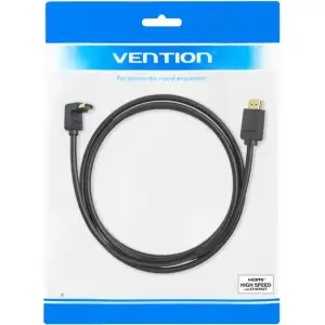 Кабель HDMI M - M, 1.0м, V2.0, 4K 60Гц, кут 270°, PVC, чорний Vention (AAQBF) UA